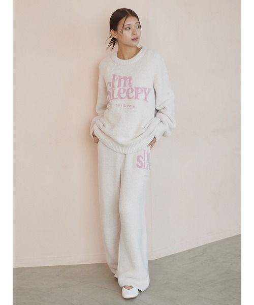 gelato pique（ジェラートピケ）の「パウダースリーピーロゴジャガードプルオーバー＆ロングパンツセット（ルームウェア/パジャマ・レディース・ネイビー/ピンク/グレー/アイボリー・F）」の17枚目の写真