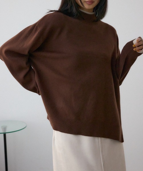 セール】格上げ ダブルネックデザインニットトップス（ニット/セーター