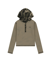 Waffle Henry Neck Long Sleeve (Black)（Tシャツ/カットソー）｜AAKAM