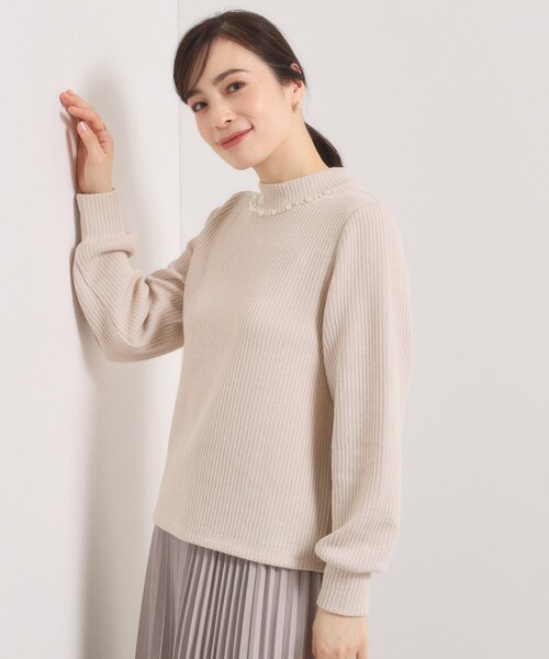 ITS'DEMO（イッツデモ）の「【手洗い可】パール調衿起毛リブプルオーバー（Tシャツ/カットソー・レディース・ナチュラル/チャコールグレー/アイボリー・00）」の8枚目の写真