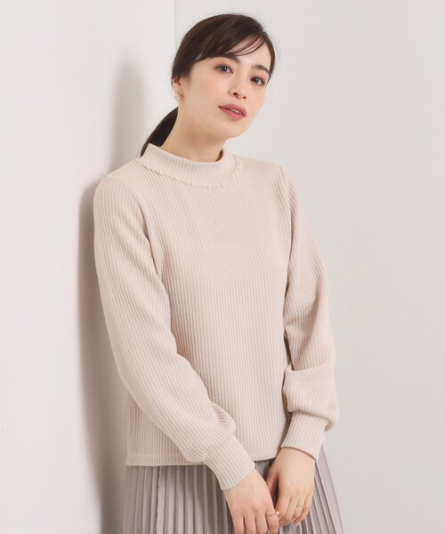 ITS'DEMO（イッツデモ）の「【手洗い可】パール調衿起毛リブプルオーバー（Tシャツ/カットソー・レディース・ナチュラル/チャコールグレー/アイボリー・00）」の9枚目の写真