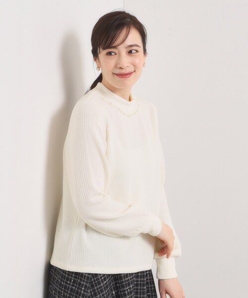 ITS'DEMO（イッツデモ）の「【手洗い可】パール調衿起毛リブプルオーバー（Tシャツ/カットソー・レディース・ナチュラル/チャコールグレー/アイボリー・00）」の12枚目の写真