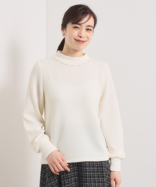 ITS'DEMO（イッツデモ）の「【手洗い可】パール調衿起毛リブプルオーバー（Tシャツ/カットソー・レディース・ナチュラル/チャコールグレー/アイボリー・00）」の16枚目の写真