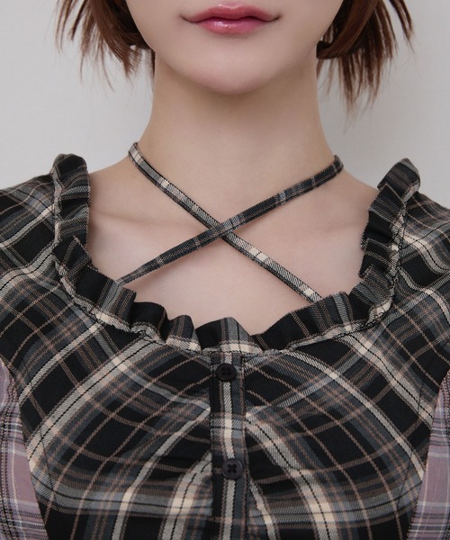 rumnel:（ルムネル）の「チェックバルーンミニワンピース / check balloon mini one-piece（ワンピース・レディース・ベージュ系/レッド系・FREE）」の15枚目の写真