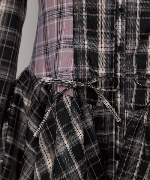 rumnel:（ルムネル）の「チェックバルーンミニワンピース / check balloon mini one-piece（ワンピース・レディース・ベージュ系/レッド系・FREE）」の20枚目の写真