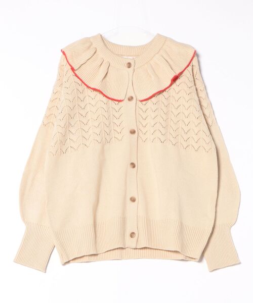 MARKEY'S（マーキーズ）の「フリルカラーニットカーディガン/おとな（カーディガン/ボレロ・レディース・ブルー/オフホワイト/ピンク/ライトグリーン・160cm）」の2枚目の写真