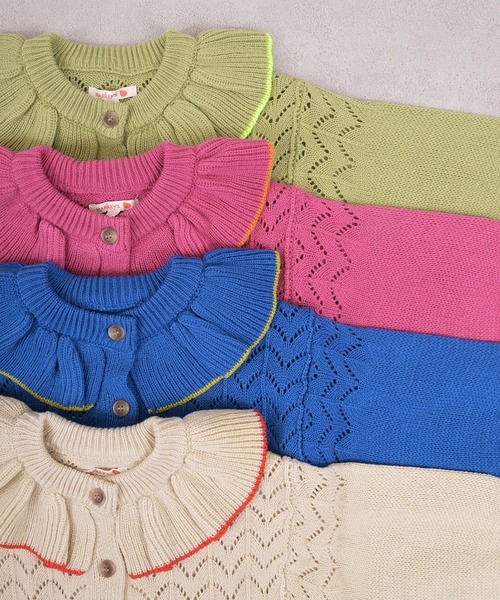 MARKEY'S（マーキーズ）の「フリルカラーニットカーディガン/おとな（カーディガン/ボレロ・レディース・ブルー/オフホワイト/ピンク/ライトグリーン・160cm）」の6枚目の写真