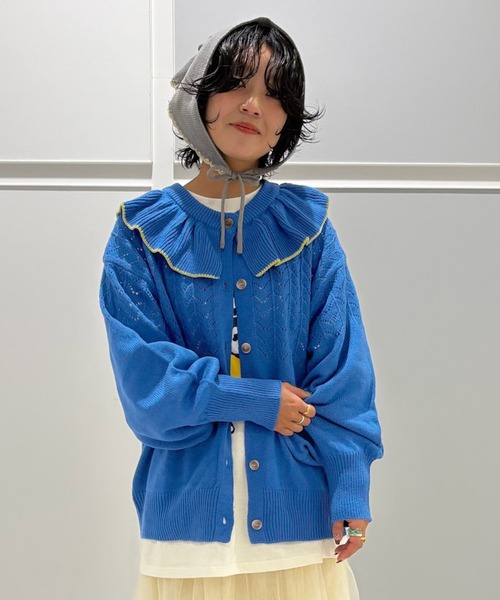 MARKEY'S（マーキーズ）の「フリルカラーニットカーディガン/おとな（カーディガン/ボレロ・レディース・ブルー/オフホワイト/ピンク/ライトグリーン・160cm）」の9枚目の写真