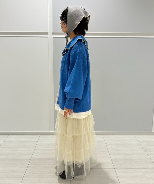 MARKEY'S（マーキーズ）の「フリルカラーニットカーディガン/おとな（カーディガン/ボレロ・レディース・ブルー/オフホワイト/ピンク/ライトグリーン・160cm）」の10枚目の写真