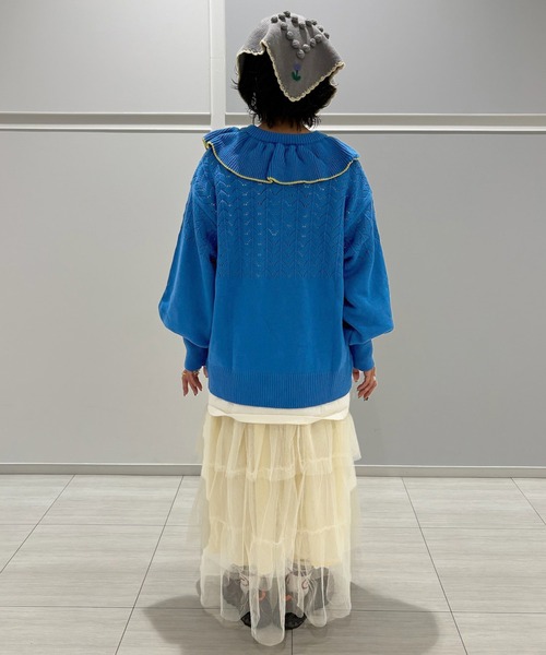 MARKEY'S（マーキーズ）の「フリルカラーニットカーディガン/おとな（カーディガン/ボレロ・レディース・ブルー/オフホワイト/ピンク/ライトグリーン・160cm）」の11枚目の写真