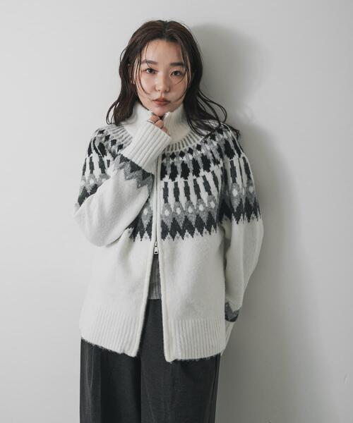 セール】『洗濯可』ノルディックジップセーター（ニット/セーター