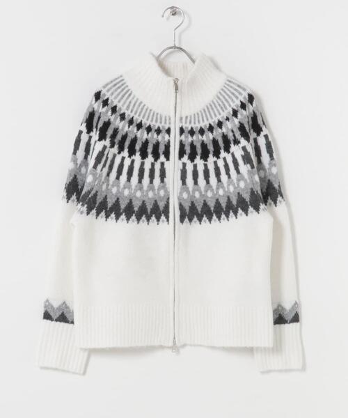 SENSE OF PLACE by URBAN RESEARCH（センスオブプレイスバイアーバンリサーチ）の「『洗濯可』ノルディックジップセーター（ニット/セーター・レディース・ネイビー/オフホワイト/チャコールグレー・ONE）」の10枚目の写真