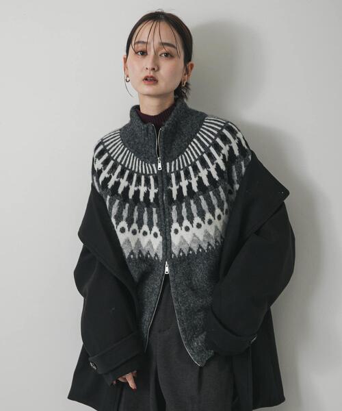 SENSE OF PLACE by URBAN RESEARCH（センスオブプレイスバイアーバンリサーチ）の「『洗濯可』ノルディックジップセーター（ニット/セーター・レディース・ネイビー/オフホワイト/チャコールグレー・ONE）」の12枚目の写真