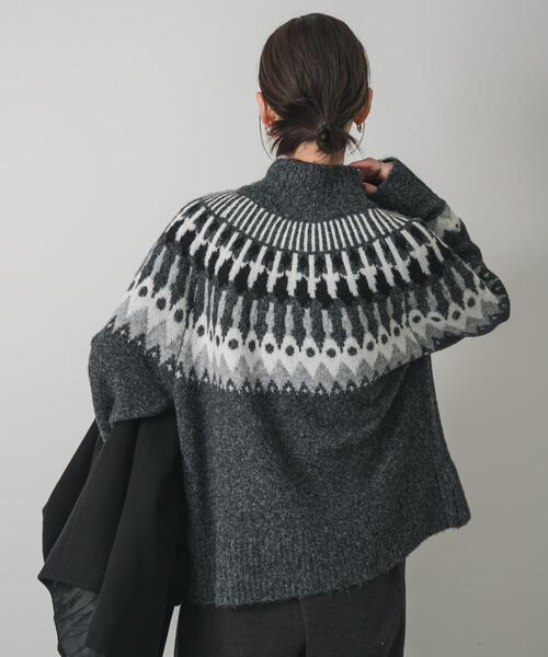 SENSE OF PLACE by URBAN RESEARCH（センスオブプレイスバイアーバンリサーチ）の「『洗濯可』ノルディックジップセーター（ニット/セーター・レディース・ネイビー/オフホワイト/チャコールグレー・ONE）」の13枚目の写真