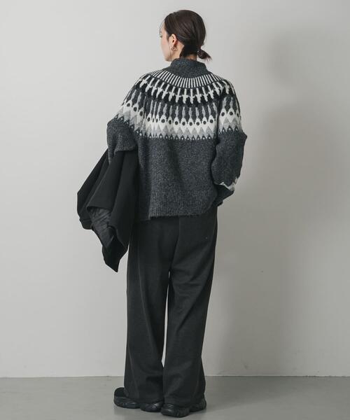 SENSE OF PLACE by URBAN RESEARCH（センスオブプレイスバイアーバンリサーチ）の「『洗濯可』ノルディックジップセーター（ニット/セーター・レディース・ネイビー/オフホワイト/チャコールグレー・ONE）」の16枚目の写真