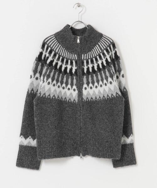 SENSE OF PLACE by URBAN RESEARCH（センスオブプレイスバイアーバンリサーチ）の「『洗濯可』ノルディックジップセーター（ニット/セーター・レディース・ネイビー/オフホワイト/チャコールグレー・ONE）」の17枚目の写真