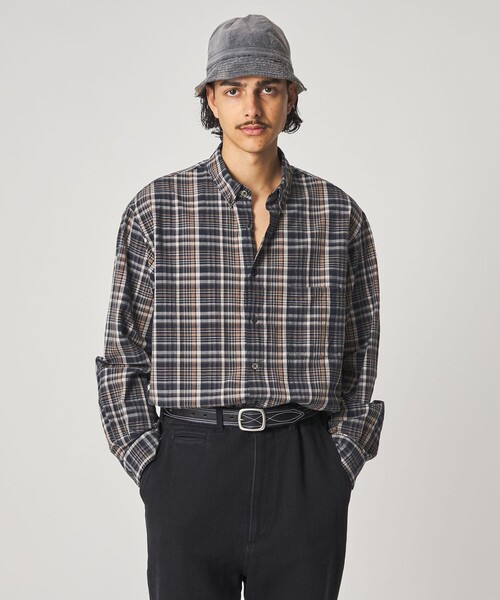 Steven Alan（スティーブンアラン）の「＜Steven Alan＞ マドラスチェック シングルニードル シャツ LOOSE（シャツ/ブラウス・メンズ・ナチュラル/ネイビー・M/S/L/XL）」の7枚目の写真