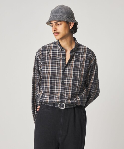 Steven Alan（スティーブンアラン）の「＜Steven Alan＞ マドラスチェック シングルニードル シャツ LOOSE（シャツ/ブラウス・メンズ・ナチュラル/ネイビー・M/S/L/XL）」の8枚目の写真