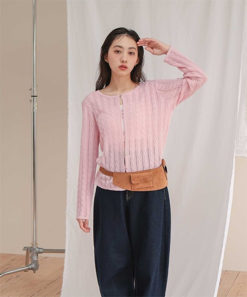 miette(ミエット)の「透かし編みケーブルニットカーディガン(カーディガン/ボレロ・レディース・ネイビー/ブラウン/ライトピンク・L/M/S)」の19枚目の写真