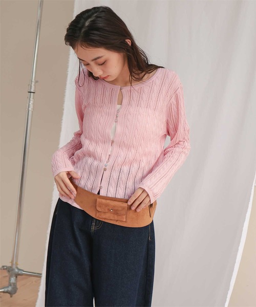 miette(ミエット)の「透かし編みケーブルニットカーディガン(カーディガン/ボレロ・レディース・ネイビー/ブラウン/ライトピンク・L/M/S)」の21枚目の写真