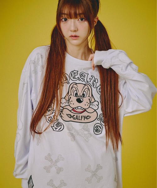 GALFY(ガルフィー)の「『GALFY/ガルフィー』ピカピカ骨骨ロンTee【Z】(Tシャツ/カットソー・レディース・ブラック/ホワイト・XL/L)」の1枚目の写真