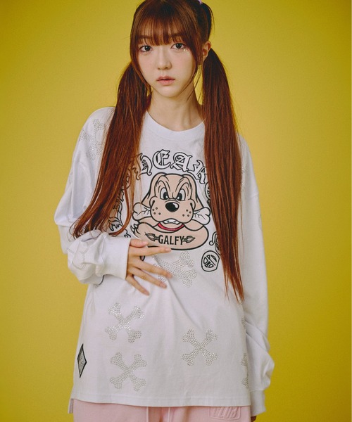 GALFY(ガルフィー)の「『GALFY/ガルフィー』ピカピカ骨骨ロンTee【Z】(Tシャツ/カットソー・レディース・ブラック/ホワイト・XL/L)」の3枚目の写真