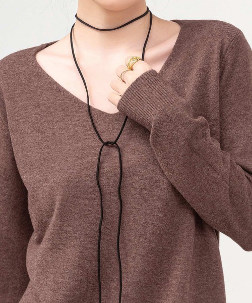 DAY CLOSET（デイ クローゼット）の「何気ない日も、きれいに見せる。長袖Vネックリブニットトップス レディース（ニット/セーター・レディース・ブラック/サンドベージュ/グレー/イエロー/ホワイト/レッド/ブラウン・FREE）」の18枚目の写真