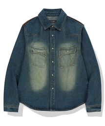 NOT4NERD(�m�b�g�t�H�[�i�[�h)��Paneled Suede Western Denim Shirt - Deep Blue(�V���c/�u���E�X)