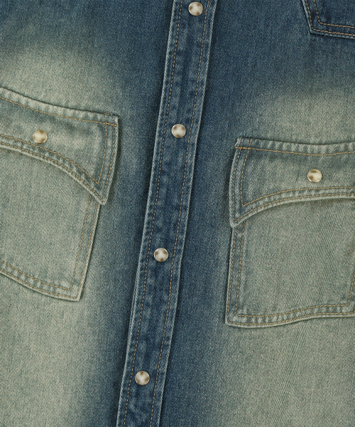 NOT4NERD(ノットフォーナード)の「Paneled Suede Western Denim Shirt - Deep Blue(シャツ/ブラウス・レディース・その他・LARGE/X-LARGE/MEDIUM)」の9枚目の写真