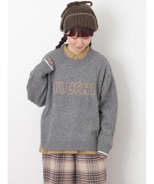 Samansa Mos2（サマンサ モスモス）の「ロゴ刺繍プルオーバーニット（ニット/セーター・レディース・ベージュ/ミント/キナリ/ピンク/チャコールグレー・F）」の3枚目の写真