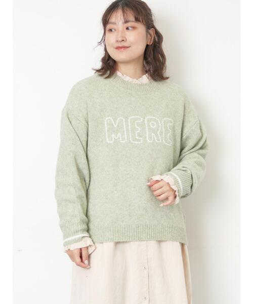 Samansa Mos2（サマンサ モスモス）の「ロゴ刺繍プルオーバーニット（ニット/セーター・レディース・ベージュ/ミント/キナリ/ピンク/チャコールグレー・F）」の14枚目の写真