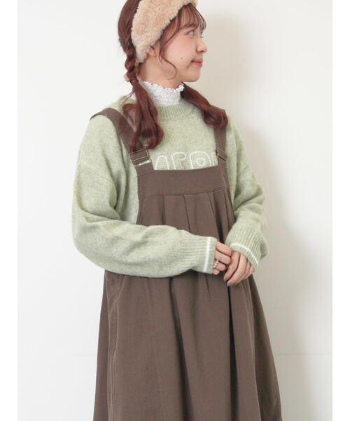 Samansa Mos2（サマンサ モスモス）の「ロゴ刺繍プルオーバーニット（ニット/セーター・レディース・ベージュ/ミント/キナリ/ピンク/チャコールグレー・F）」の19枚目の写真