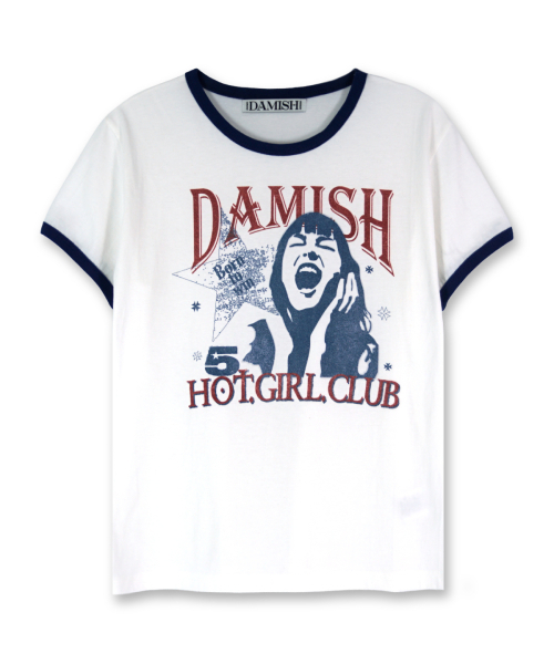 DAMISH(ダミシュ)の「ホットガールクラブリンガーTシャツ_ネイビー(Tシャツ/カットソー・レディース・ネイビー・SMALL/MEDIUM)」の2枚目の写真