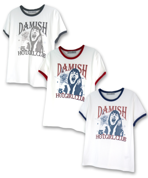 DAMISH(ダミシュ)の「ホットガールクラブリンガーTシャツ_ネイビー(Tシャツ/カットソー・レディース・ネイビー・SMALL/MEDIUM)」の4枚目の写真
