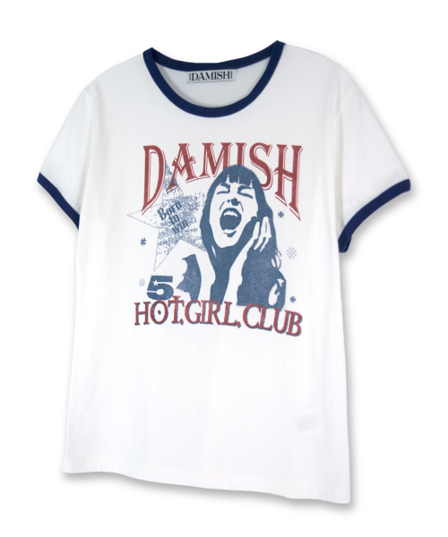 DAMISH(ダミシュ)の「ホットガールクラブリンガーTシャツ_ネイビー(Tシャツ/カットソー・レディース・ネイビー・SMALL/MEDIUM)」の5枚目の写真