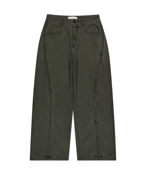 UNGIMMICK(アンジミック)の「WAVE TUCK WASHED HEAVY PANTS (KHAKI)(デニムパンツ・メンズ・その他・SMALL/MEDIUM/LARGE)」の1枚目の写真