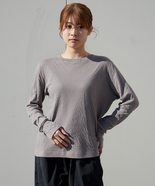 ダブルアールエル グレー 長袖カットソー XS Garance et VioLette/ギャランスエトヴィオレット ダブルガーゼプル