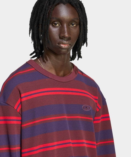 90sオルタナティブスポーツ長袖ストライプ ワッフル ティー / ロンT