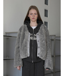 SOFT SEOUL（ソフトソウル）の「Leather Mix Fur Jacket_Gray（ムートンコート）」