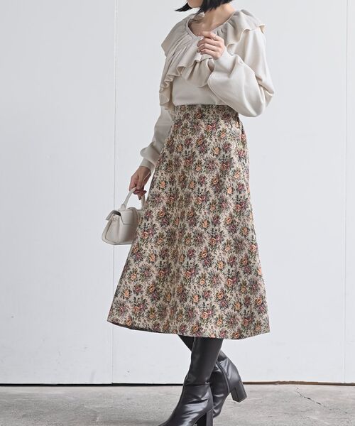 rps（アールピーエス）の「ゴブランＡラインスカート（スカート・レディース・アイボリー/ブラック/ブラック系その他2・フリー）」の6枚目の写真