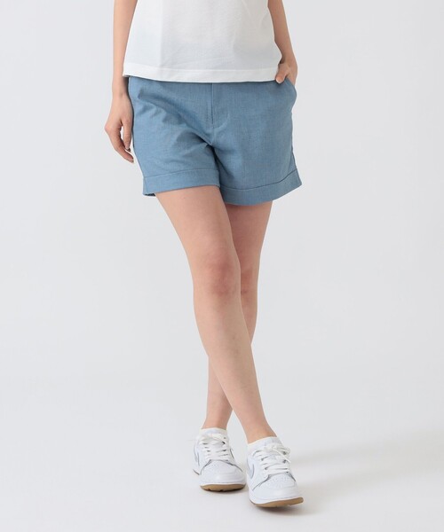 BEAMS GOLF（ビームスゴルフ）の「PURPLE LABEL / リネンライク 裾ダブル ショートパンツ（その他パンツ・レディース・ネイビー/ベージュ/サックスブルー・MEDIUM/LARGE/SMALL）」の3枚目の写真