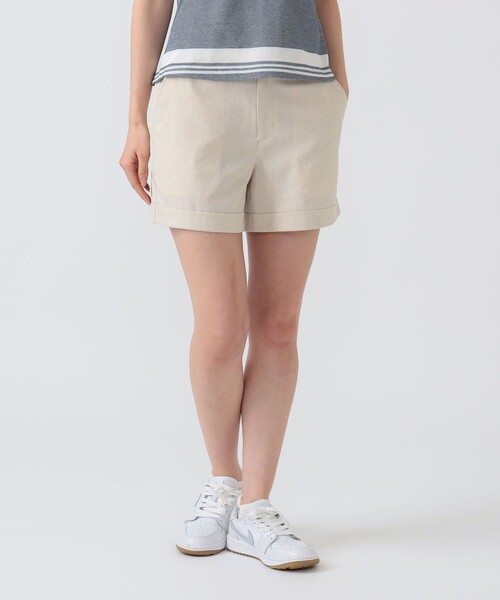 BEAMS GOLF（ビームスゴルフ）の「PURPLE LABEL / リネンライク 裾ダブル ショートパンツ（その他パンツ・レディース・ネイビー/ベージュ/サックスブルー・MEDIUM/LARGE/SMALL）」の5枚目の写真