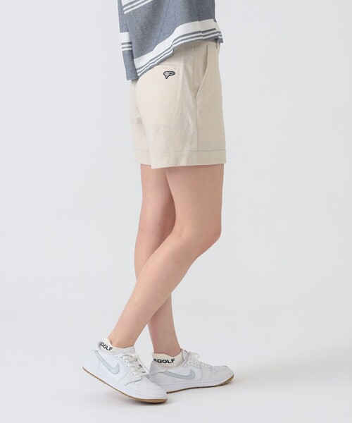 BEAMS GOLF（ビームスゴルフ）の「PURPLE LABEL / リネンライク 裾ダブル ショートパンツ（その他パンツ・レディース・ネイビー/ベージュ/サックスブルー・MEDIUM/LARGE/SMALL）」の6枚目の写真
