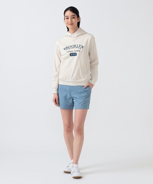 BEAMS GOLF（ビームスゴルフ）の「PURPLE LABEL / リネンライク 裾ダブル ショートパンツ（その他パンツ・レディース・ネイビー/ベージュ/サックスブルー・MEDIUM/LARGE/SMALL）」の9枚目の写真