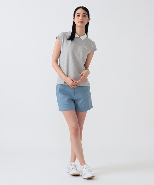 BEAMS GOLF（ビームスゴルフ）の「PURPLE LABEL / リネンライク 裾ダブル ショートパンツ（その他パンツ・レディース・ネイビー/ベージュ/サックスブルー・MEDIUM/LARGE/SMALL）」の4枚目の写真