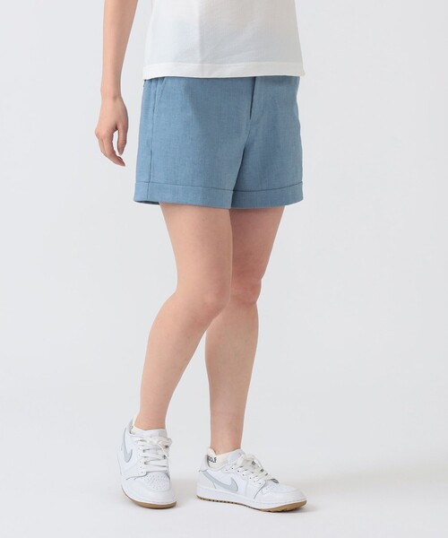 BEAMS GOLF（ビームスゴルフ）の「PURPLE LABEL / リネンライク 裾ダブル ショートパンツ（その他パンツ・レディース・ネイビー/ベージュ/サックスブルー・MEDIUM/LARGE/SMALL）」の12枚目の写真