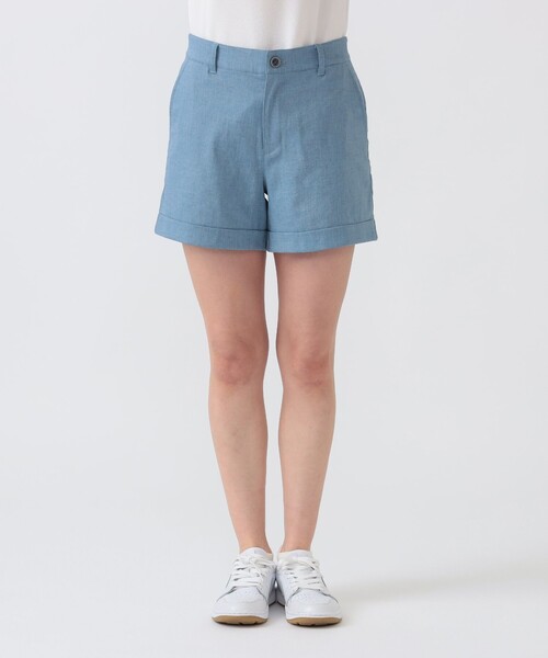 BEAMS GOLF（ビームスゴルフ）の「PURPLE LABEL / リネンライク 裾ダブル ショートパンツ（その他パンツ・レディース・ネイビー/ベージュ/サックスブルー・MEDIUM/LARGE/SMALL）」の14枚目の写真