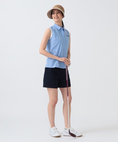 BEAMS GOLF（ビームスゴルフ）の「PURPLE LABEL / リネンライク 裾ダブル ショートパンツ（その他パンツ・レディース・ネイビー/ベージュ/サックスブルー・MEDIUM/LARGE/SMALL）」の18枚目の写真