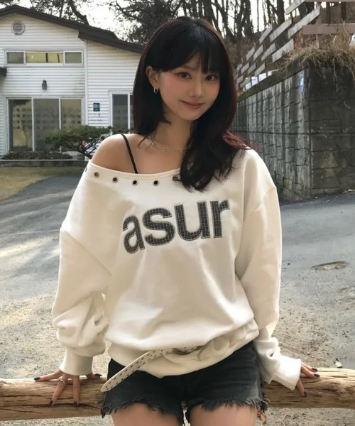 as you are(アズユーアー)の「◇ASYOUARE◇ブランド直輸入正規品/AU ワンショルダー ボートネック スウェット シャツ AU ONE SHOULDER BOATNECK SWEAT SHIRT(スウェット・レディース・ブラック/グレー/ホワイト・FREE)」の1枚目の写真