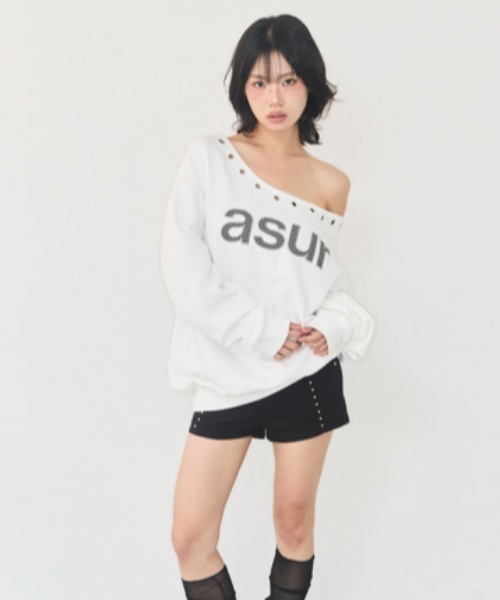 as you are(アズユーアー)の「◇ASYOUARE◇ブランド直輸入正規品/AU ワンショルダー ボートネック スウェット シャツ AU ONE SHOULDER BOATNECK SWEAT SHIRT(スウェット・レディース・ブラック/グレー/ホワイト・FREE)」の5枚目の写真